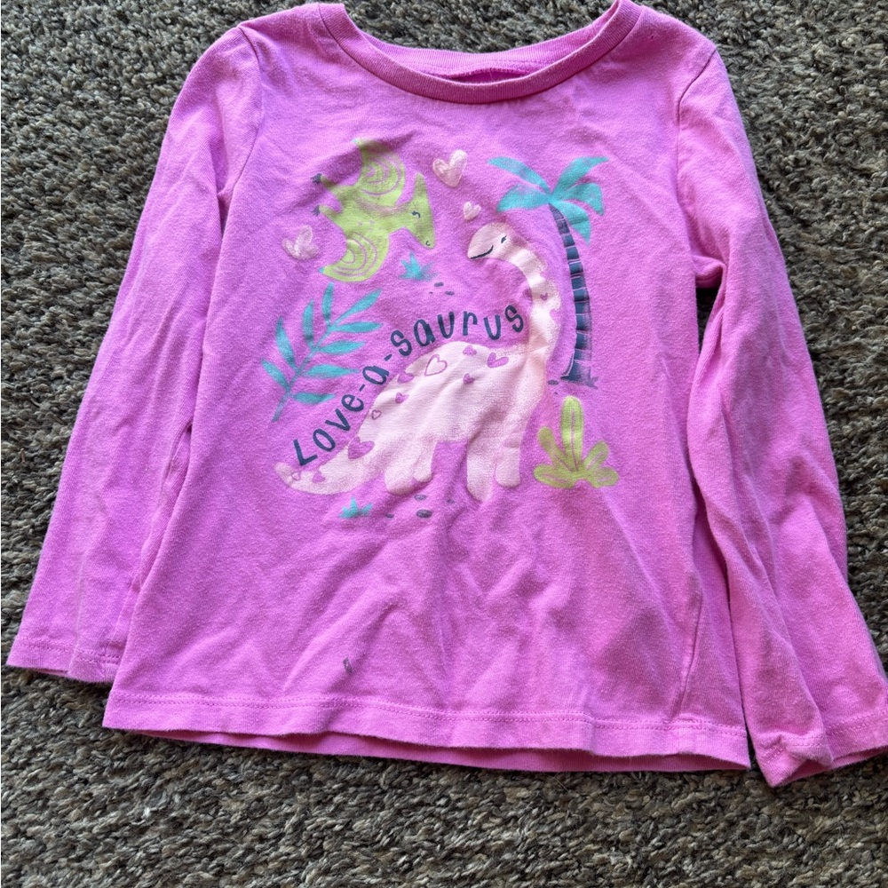 Carter's Pink Long-Sleeve 'Love-a-saurus' Dinosaur Shirt 3T
